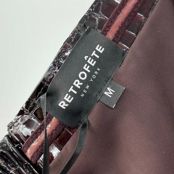 retrofete | Merida Leather Dress in Port Patent Crocodile Strapless Mini M - Picture 6 of 15